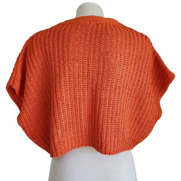 Zara Cropped Orange Knit Sleeveless 3 Button Vest / Cardigan Size S - Picture 2 of 11
